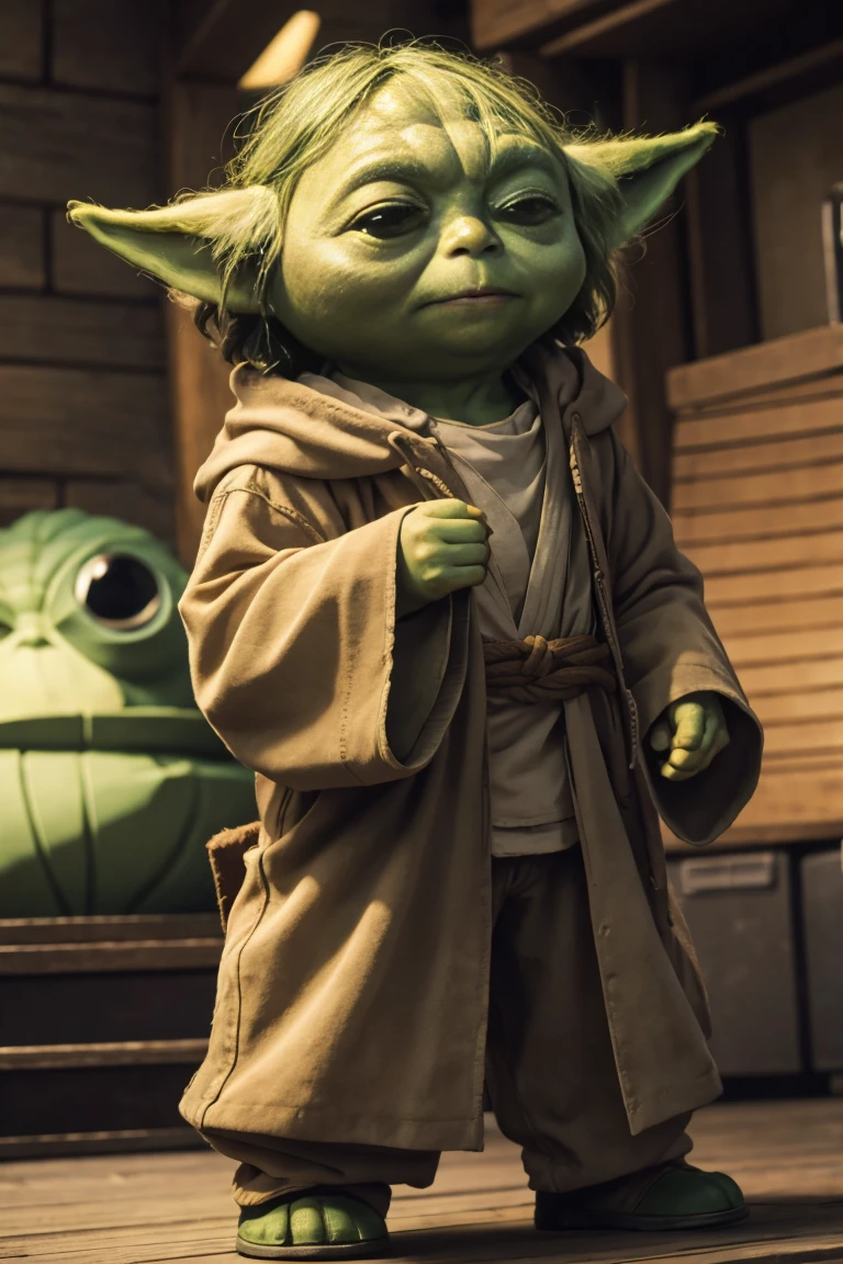 short yoda with a full head of shaggy thick hair