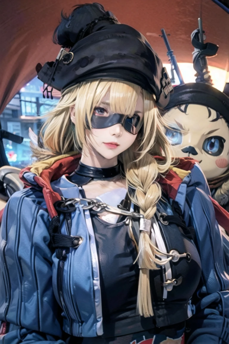 ((Highest quality)), ((masterpiece)), (detailed),(pirate),(Eye patch),(He has a gun),Large pirate flag in the background、maritime