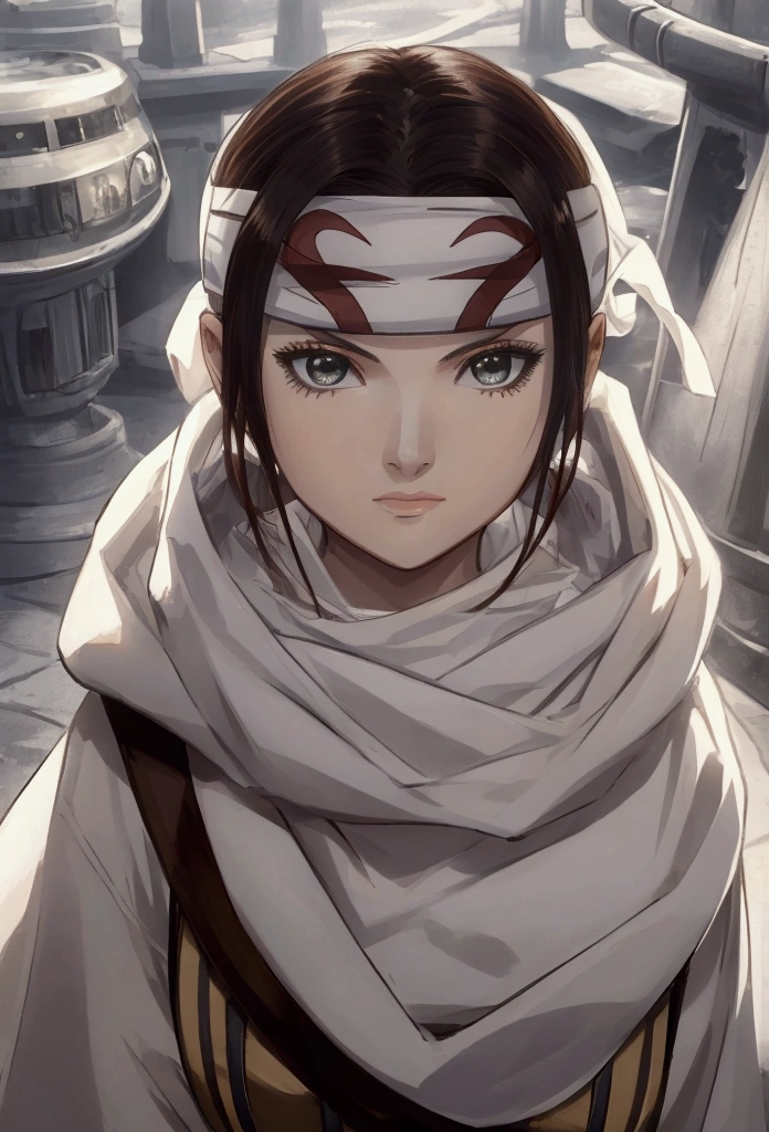 masterpiece), best quality, high resolution Mikoto Misaka 1girl bob cut medium hair standing alone cowl headband profile image looking at viewer beautiful eyes beautiful face extremely detailed