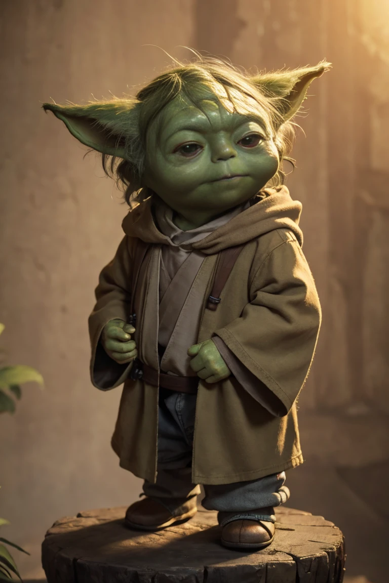 short yoda with a full head of shaggy thick hair