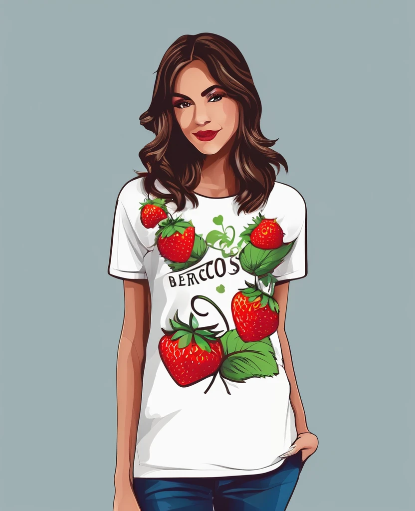t-shirt design, Strawberries, text logo:BARCELOS