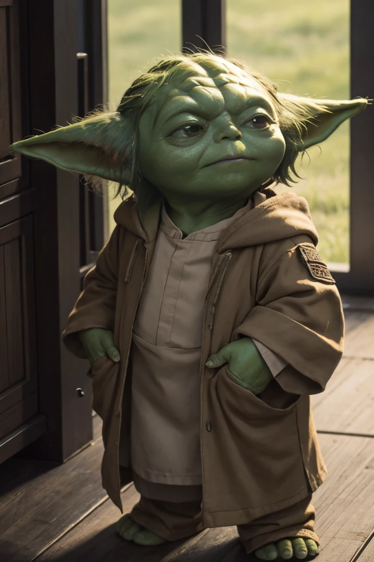 short yoda with a full head of shaggy thick hair