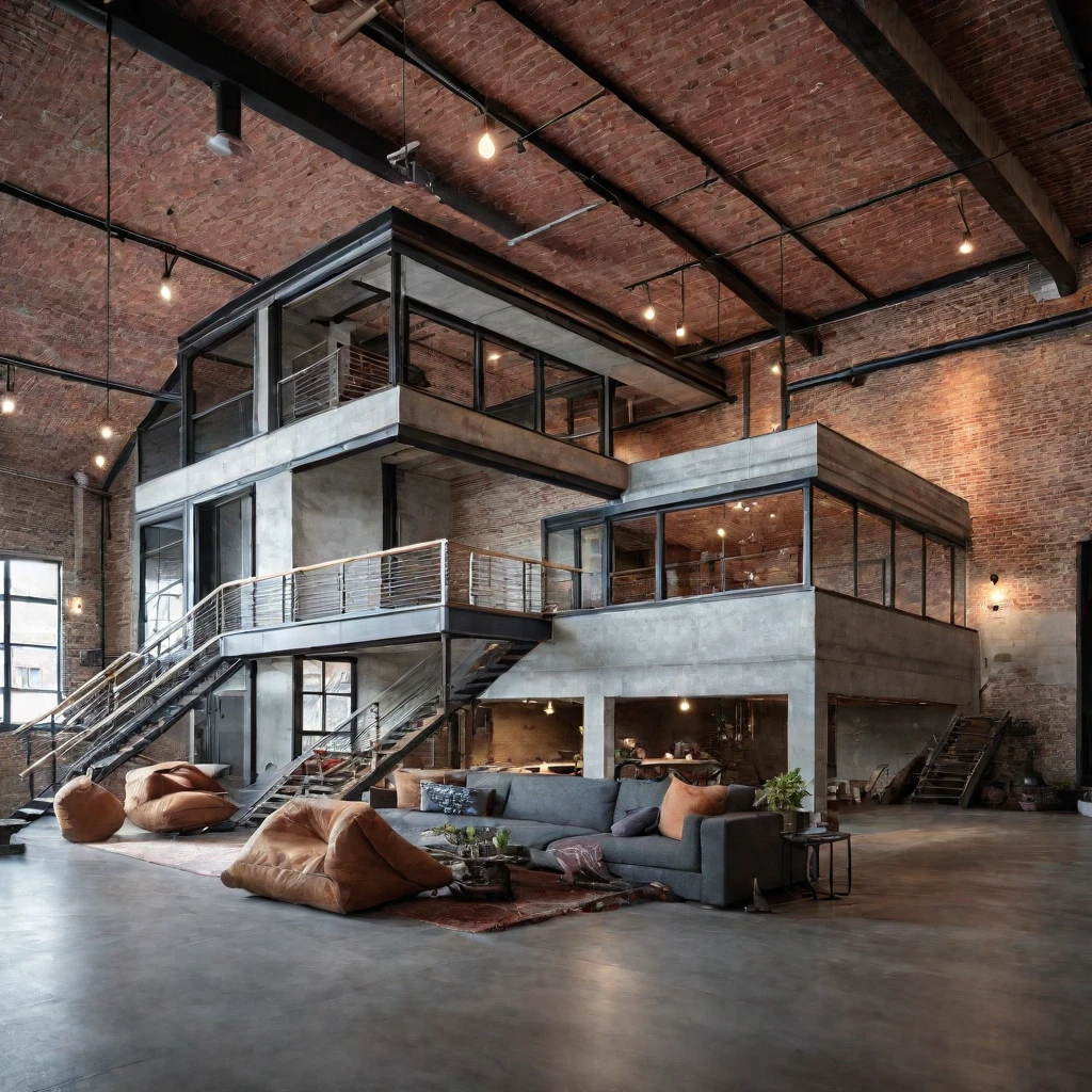 Industrial, Exposed brick walls, concrete elements, metal accents, large windows, and open floor plans,
Draws inspiration from raw, unfinished spaces like warehouses or lofts,
Those who appreciate a bold and edgy aesthetic with a touch of urban grit,