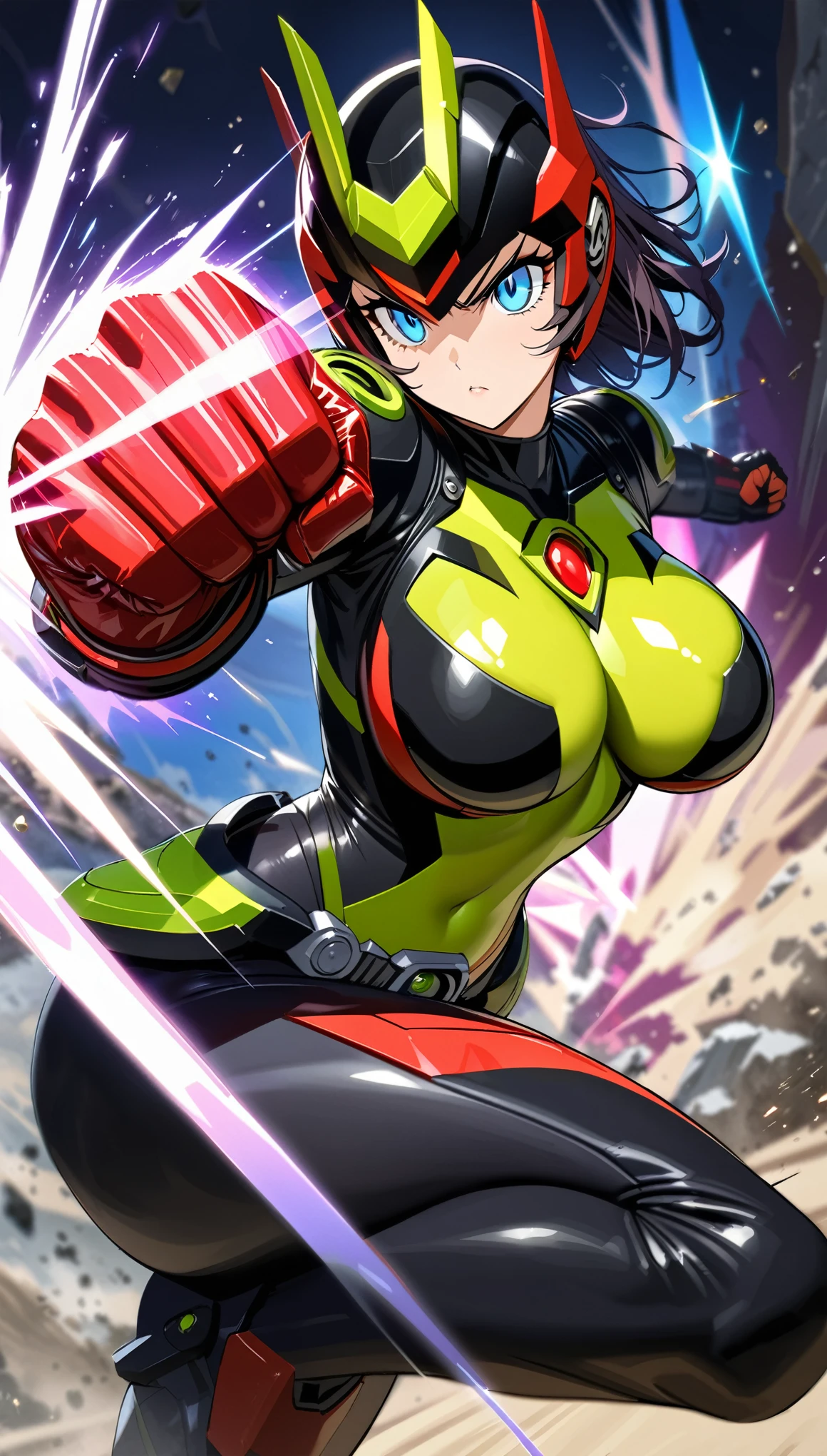 (masterpiece:1.2,Highest quality,Highest quality,High resolution,Very detailed),8k,1 female,Mature female heroine,Female Kamen Rider,((Beautiful trading cards,Gold Card)),(dynamic fighting pose:1.5),(Dynamic hair movement:1.2),(short hair),BREAK(Kamen Rider Helmet:1.5),(Shiny Kamen Rider Suit:1.3),(Kamen Rider Gloves),(Glowing Skin,Big eyes,Droopy eyes,Long eyelashes,Beautiful thighs,Beautiful Hair,Beautiful Face,Beautiful Eyes,Beautiful body,Beautiful breasts,Beautiful feet,Beautiful fingers),BREAK((hands)),(((Detailed hands))),((Rider Punch:1.5)),(Serious),(((The background is a flashy special move effect,Prism Flash))),(((kamanrider))),((action shot))