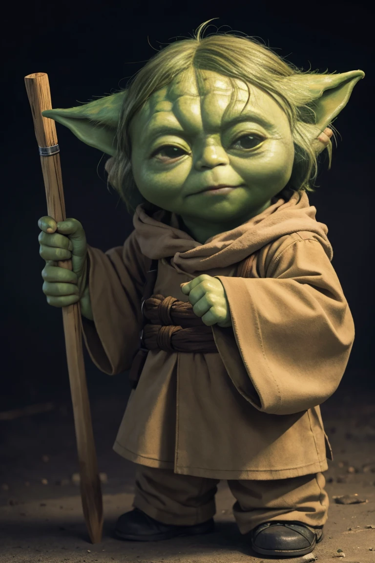 short yoda with a full head of shaggy thick hair