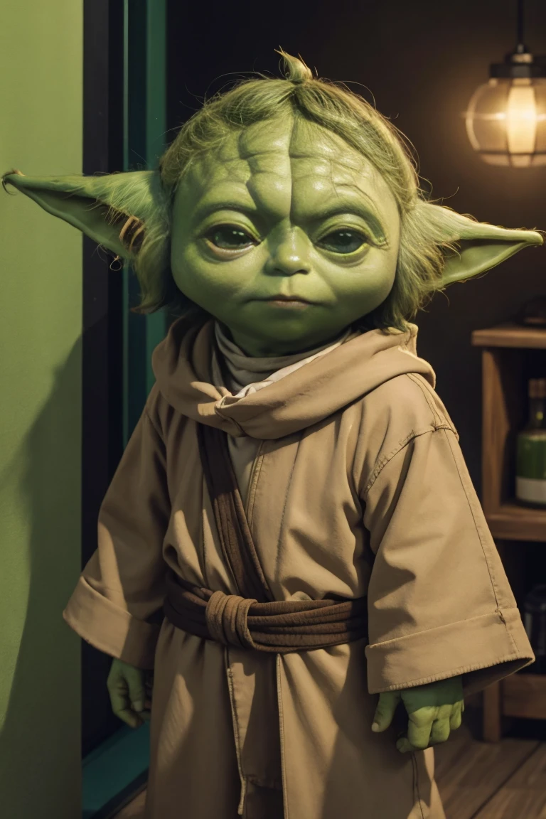 short yoda with a full head of shaggy thick hair