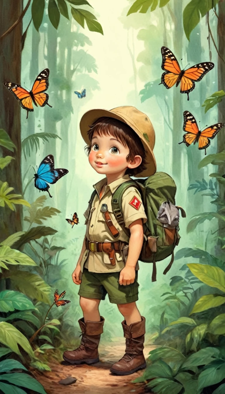 Little Jungle Explorer，adventurer，forest，Butterfly