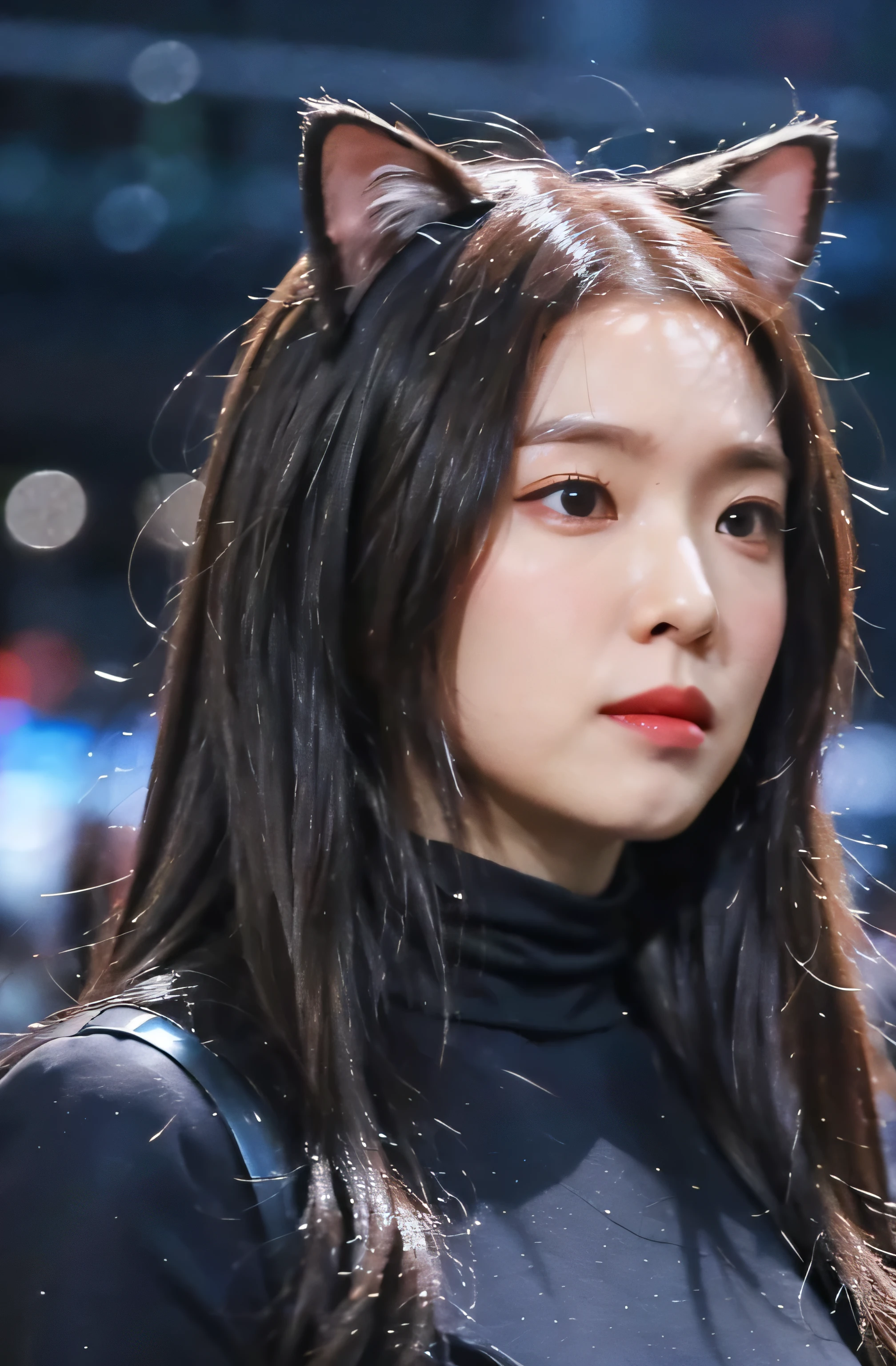 Full body of anime girl with long hair and cat ears in the city, delicate face, beautiful face, 4K Ultra HD, masterpiece, digital cyberpunk anime art, cyberpunk anime girl mech, female cyberpunk anime girl, cyberpunk anime girl, anime cyberpunk art, cute cyborg girl, Digital Cyberpunk - Animation Art, cyberpunk anime art, oppa cyberpunk, animation style 4k, perfect android girl, cyberpunk beautiful girl, beautiful girl cyborg