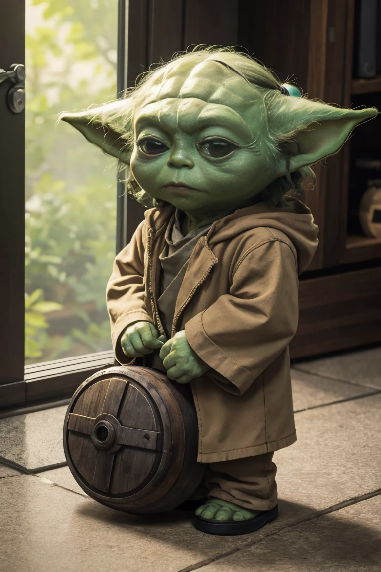 short yoda with a full head of shaggy thick hair