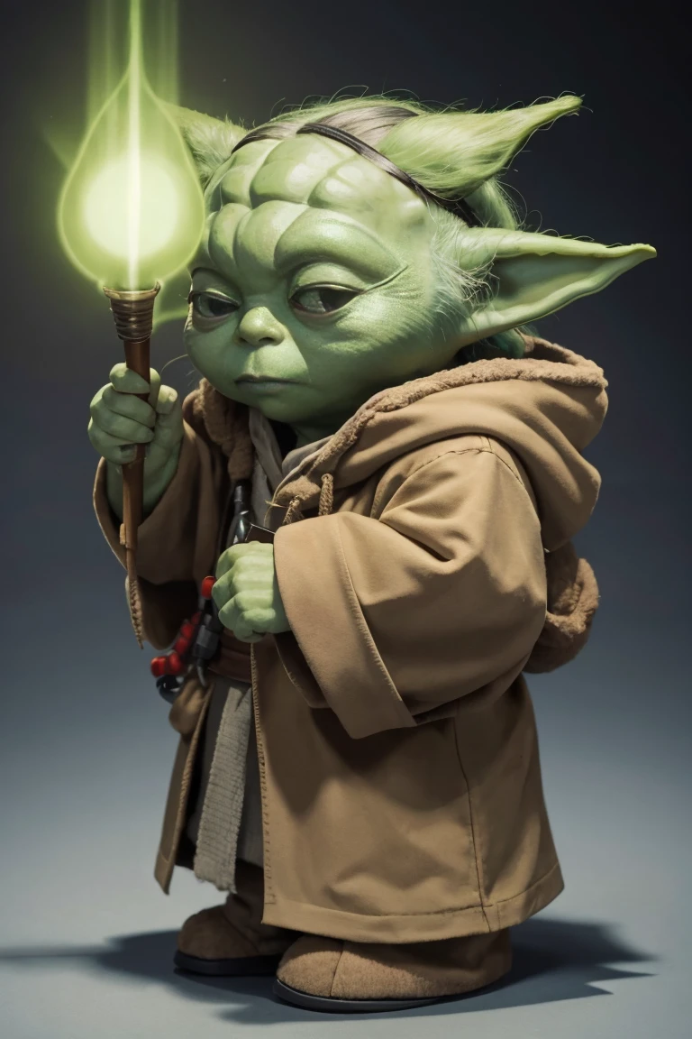 short yoda with a full head of shaggy thick hair