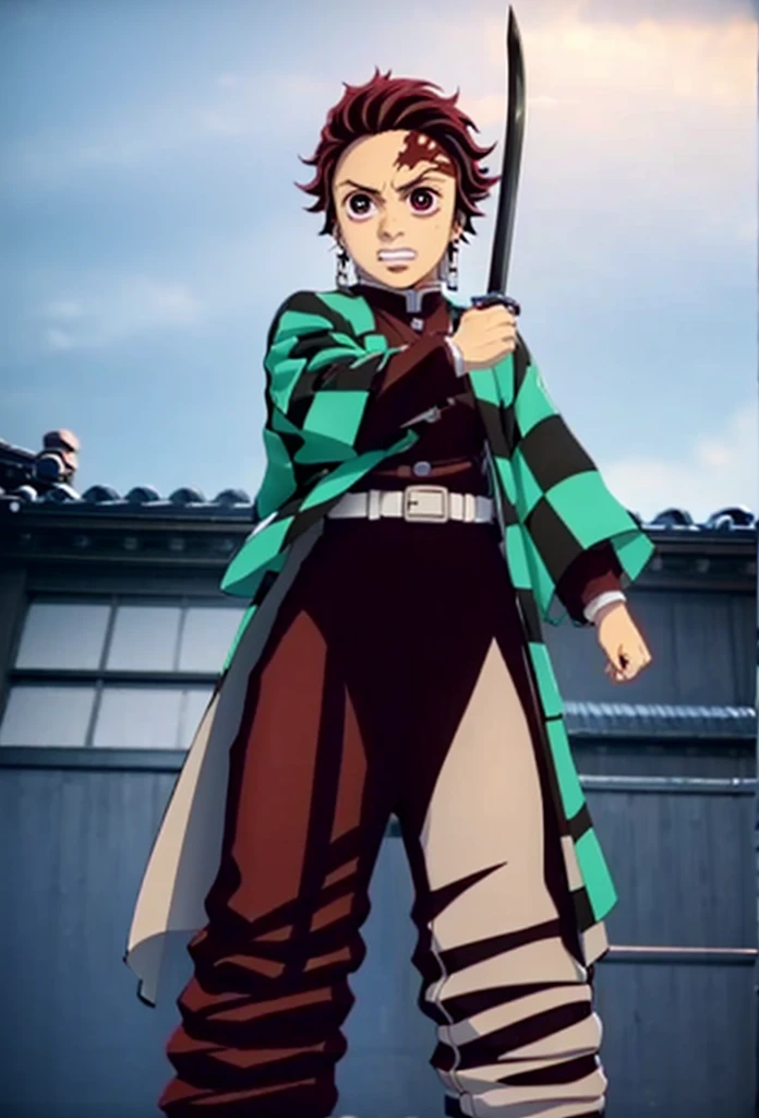 Kamado Tanjiro,Full Style,Ultra High Quality,Ultra High Resolution,Photograph 8K,Holding a Sword