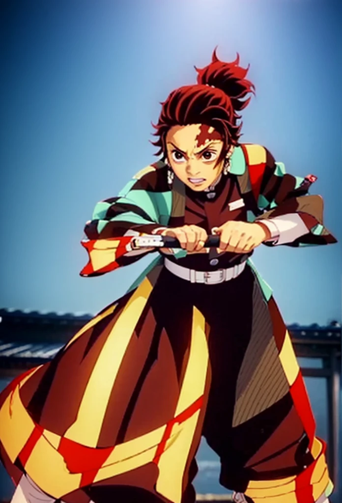 Kamado Tanjiro,Full Style,Ultra High Quality,Ultra High Resolution,Photograph 8K,Holding a Sword