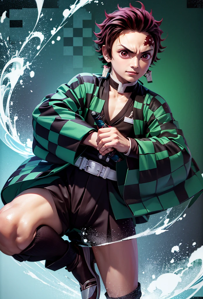 Kamado Tanjiro,(Kimetsu No Yaiba),Full Style,Ultra High Quality,Ultra High Resolution,Photograph 8K,Holding a Sword,Ultra Detailed 