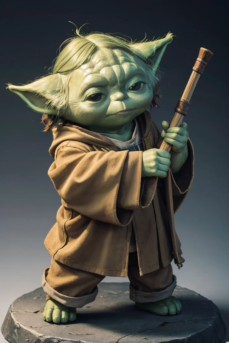 short yoda with a full head of shaggy thick hair