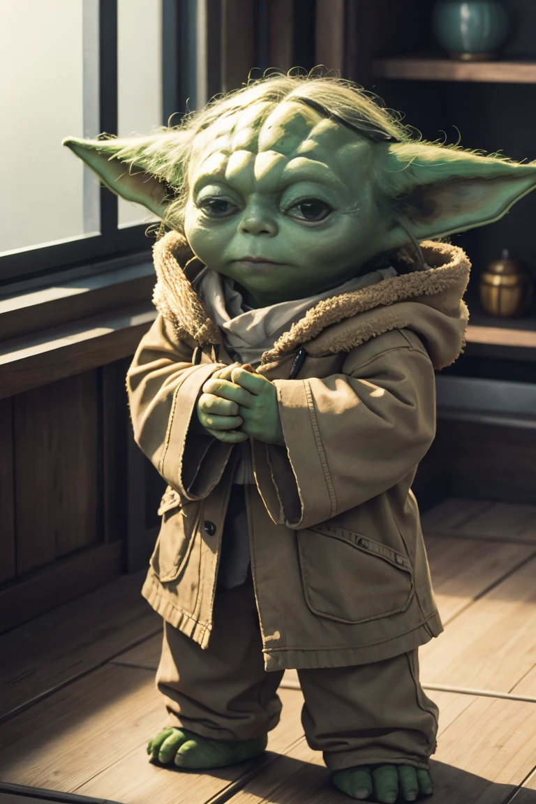 short yoda with a full head of shaggy thick hair