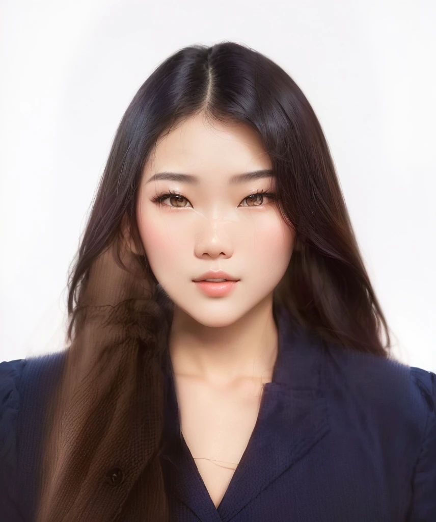there is a woman that is posing for a picture in a blue shirt, headshot profile picture, mai anh tran, south east asian with round face, dang my linh, a young asian woman, with round face, nivanh chanthara, xintong chen, with short hair, with accurate face, 🤤 girl portrait, professional profile picture, korean girl