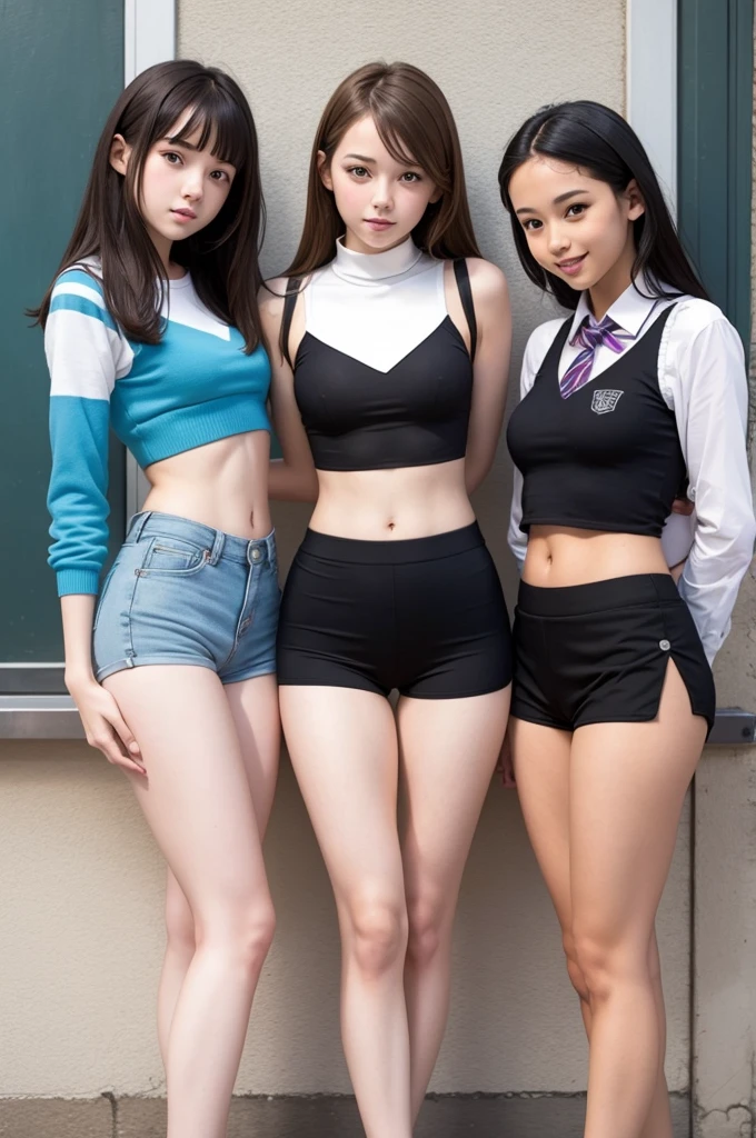 2 skinny middlesschool Girls in Hotpants and tops