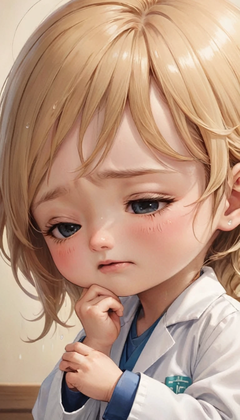 Crying face、tears、small, かわいいto be bornき物, Wearing a doctor&#39;s white coat、 whole body,small , Falling, Costume, Operating Room、 Fantasy art, Exquisite detail, Jean-Baptiste Monge Style, office、Alan Lee Style, Anthropomorphic, Fat, Black cat with big red eyes, Movie Scenes, Dramatic shot angles, , Realistic, to be born々Stunning cinematic photorealism, Action Portrait, 8k, detailed, Full Frame、defeat、Falling
