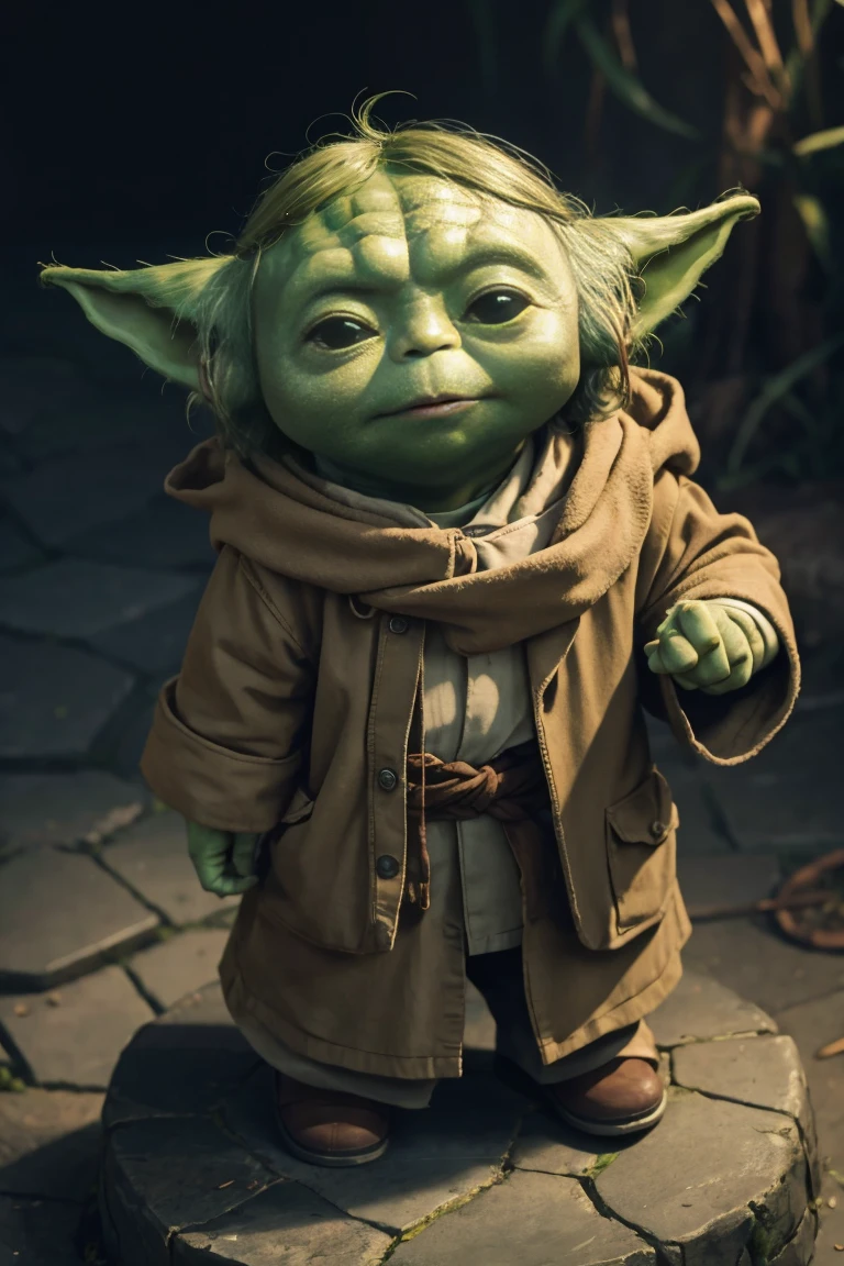 short yoda with a full head of shaggy thick hair