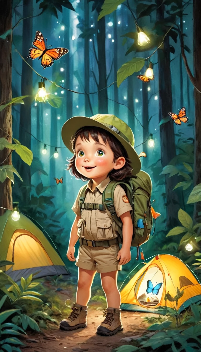 Little Jungle Explorer,adventurer,forest,Butterfly,camping lights