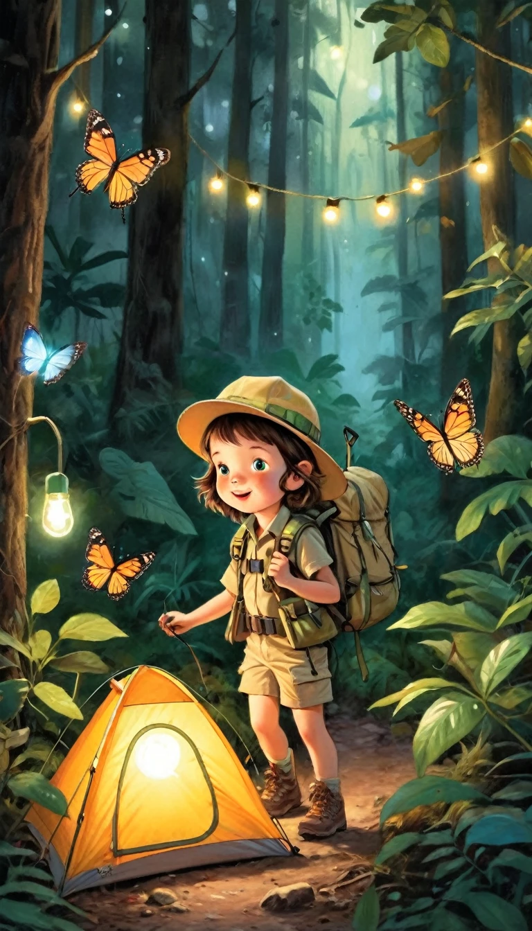 Little Jungle Explorer,adventurer,forest,Butterfly,camping lights