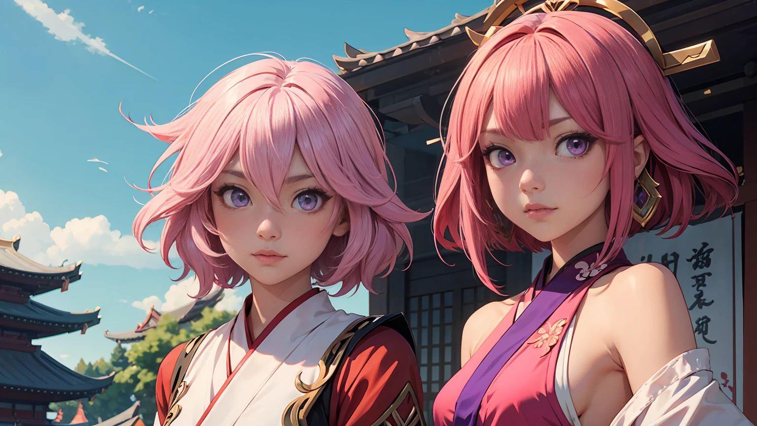 full body,landscape, nature background,masterpiece, Cherry blossom forest, (high detal:1 1), Natural skin, high qulity, NSFW, Naruto Sakura，A pink-haired，short detailed hair，Green eyes，（Large breasts:1.2），（Off-the-shoulder attire:1.5），Leaking out of the shoulder，（bikini:1.5），（ssmile:1.2），Be red in the face，（cleavage:1.4），Sexy figure，perfect bodies，white clothes，beautidful eyes, (Detailed face and eyes), (the face: 1 2), noises,Extra, real photograph, .................PSD, Lamp film photography, sharp fokus, contrasty lighting, Delicate skin, High resolution 8K, insanely details, realisticlying, professional photoshooting, 8K  UHD, SLR camera, softlighting, high high quality, filmgrain, Fujifilm XT3，magic，particle fx