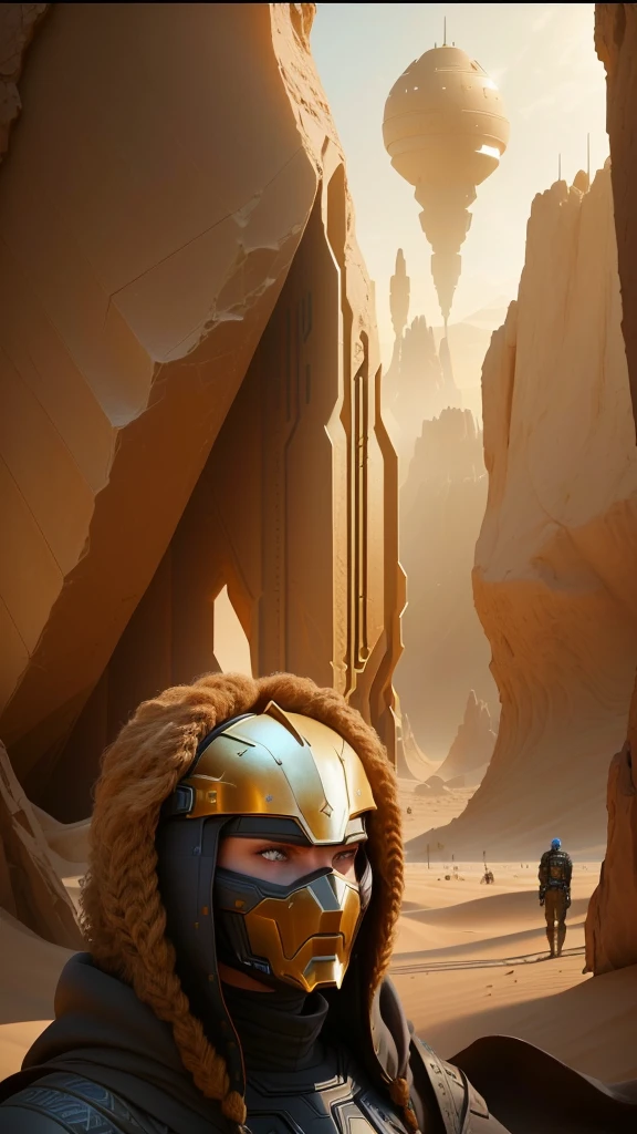 araffes in a desert with a giant object in the background, scene from dune 2 0 2 1 movie, film still from dune 2020, film still from movie dune-2021, in the 2 0 2 1 movie dune, unreal engine 5 render dramatic, in an arena in movie dune-2021, ps5 cinematic screen capture