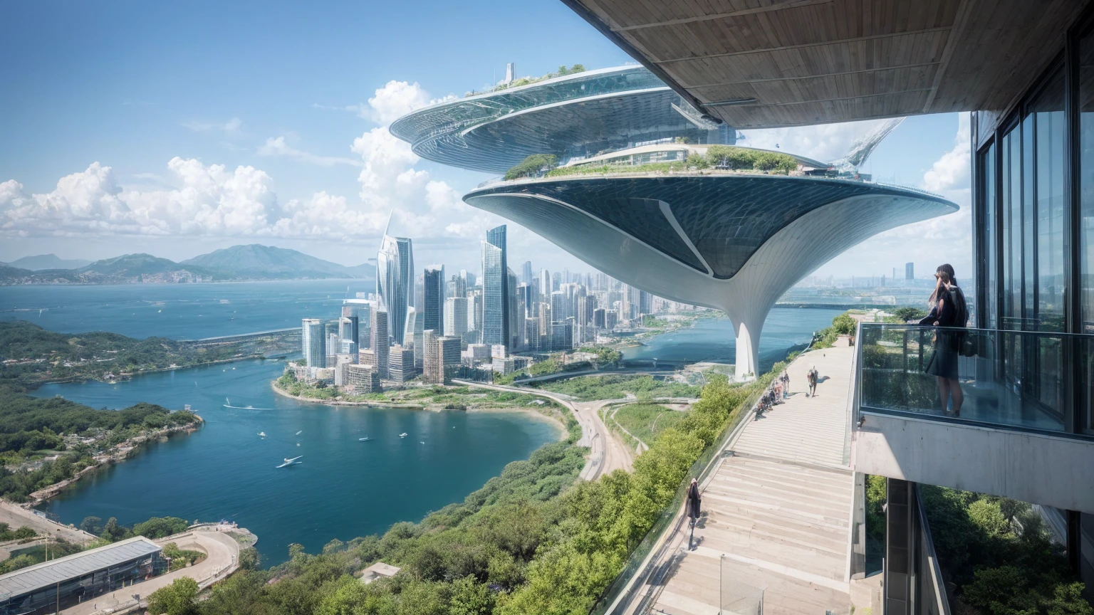(Best quality,4K,8K,A high resolution,Masterpiece:1.2),Ultra-detailed,(Realistic,Photorealistic,photo-realistic:1.37),Futuristic floating city,Futuristic technology,Huge urban high-tech tablet platform,Airship,Floating in the sky,Futuristic city,Small airships around,High-tech hemispherical platform,Colorful lights,Advanced architecture,modernn architecture,skyscrapper,Access the cloud,Scenic beauty,view over city,Impressive design,Blend seamlessly with nature,energetic and vibrant atmosphere,Futuristic transportation system,Parking is suspended,Transparent path,Lush greenery,Sky gardens,cascading waterfalls,Magnificent skyline,reflections on the water,Sparkling river,Architectural innovation,futuristic skyscrapers,Transparent dome,The shape of the building is unusual,Elevated walkway,Impressive skyline,Glowing lights,Futuristic technology,Minimalist design,Scenic spots,Panoramic view,Cloud Piercing Tower,Vibrant colors,epic sunrise,epic sunset,Dazzling light display,magical ambiance,The future city,Urban Utopia,LuxuryLifestyle,Innovative energy,sustainable development,Smart city technology,Advanced infrastructure,Tranquil atmosphere,Nature and technology live in harmony,Awesome cityscape,Unprecedented urban planning,Architecture connects seamlessly with nature,High-tech metropolis,A cutting-edge engineering marvel,The future of urban living,Visionary architectural concept,Energy-efficient buildings,Harmony with the environment,A city floating above the clouds,Utopian dreams become reality,The possibilities are endless,State-of-the-art transportation network,Green energy integration,Innovative materials,Impressive holographic display,Advanced communication system,Breathtaking aerial view,Quiet and peaceful environment,Modernist aesthetics,Ethereal beauty