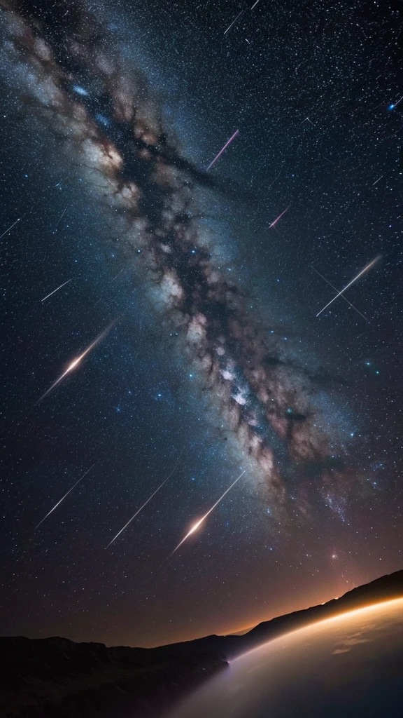 Many shooting stars in space