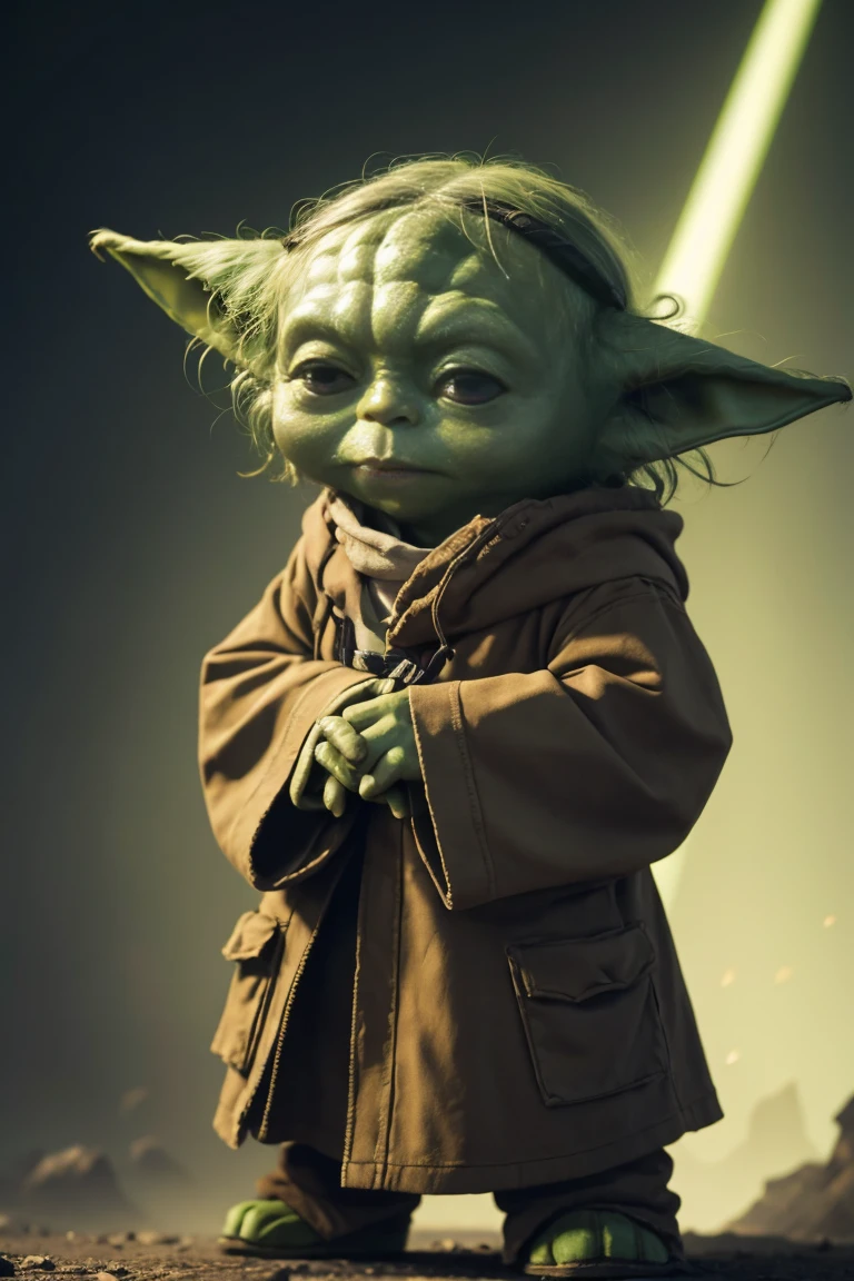 short yoda with a full head of shaggy thick hair