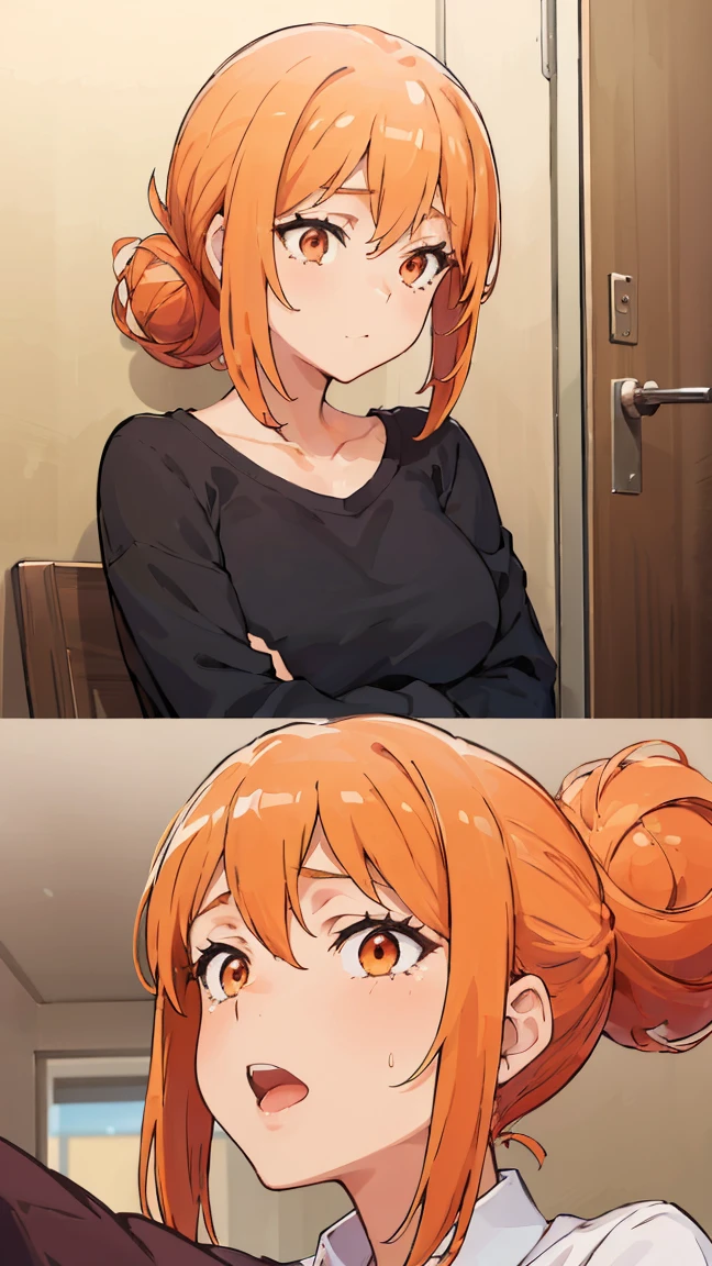 (Highest quality, 8k, masterpiece :1.3),Mrs. Yuigahama,ガハMom, As I expected, my youth romantic comedy is wrong。, One woman,Bun Hair,30 years old,Mom,Orange Hair,nsfw,Bewitching Smile,Sexy pose,Sex with a man,Penis