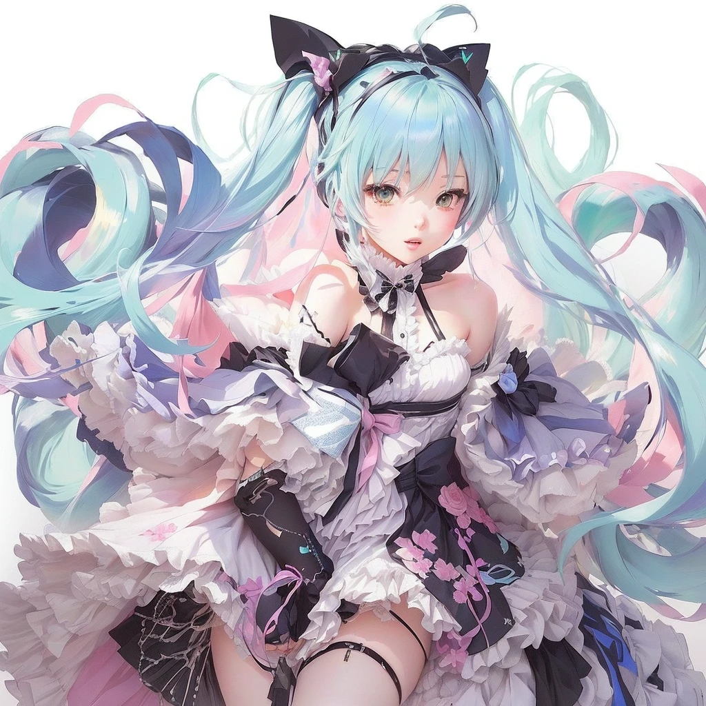 Anime girl with long white hair and blue eyes posing for a photo, Pixiv contest winner, Mikudayo, trending on artstation Pixiv, top rated on Pixiv, digital art on Pixiv, Pixiv 3dcg, guweiz on Pixiv artstation, Pixiv, Nightcore, guweiz on artstation Pixiv
