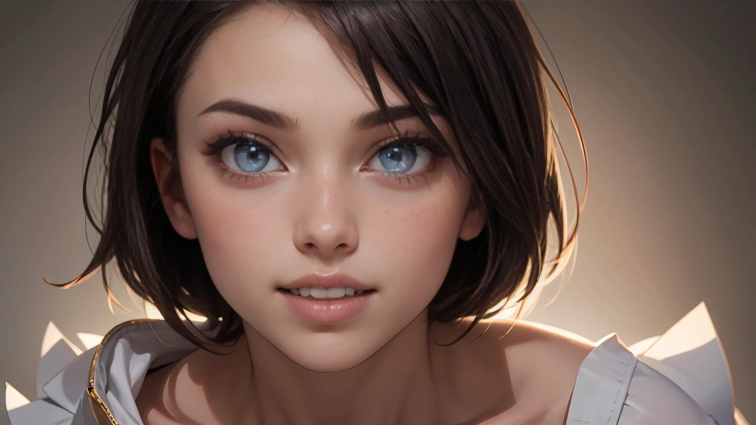 Pretty girl face, ojos grande, Pelo corto