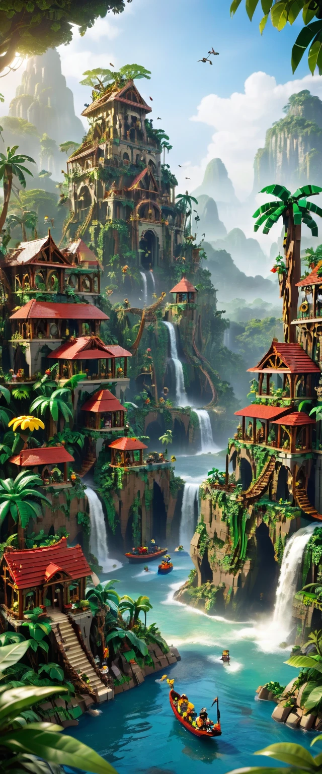 best quality, very good, 16K, ridiculous, Very detailed, Jungle Adventure，Made of Lego, （（Destruction of cities））（（A masterpiece full of fantasy elements）））， （（best quality））， （（Intricate details））（8K）