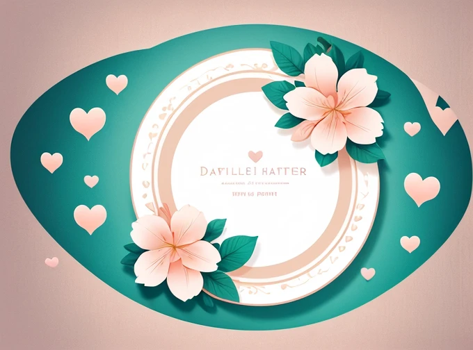 Floral background in delicate light colors,hearts in the center, white background