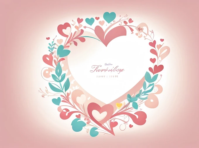 Floral background in delicate light colors,hearts in the center, white background