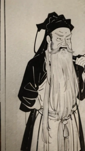 Three Kingdoms Monochrome)))、(((Tying up hair、A bearded young man in armor wearing a black swimming cap)))、（（Ancient Chinese man in armor））、（Ink Painting）、Highest quality、masterpiece、Ultra-high resolution、(Realistic:1.4)、Game Poster、The Three Bearded Men of the Kingdom,Oriental、As seen in the Three Kingdoms々military commander、Crisp and beautiful image quality ,(Skin of color)、 gloves, Long trousers, (Very detailed, bloom:1.5), (Highest quality, Concept Art, 4K), (analog:1.2), (high sharpness), (Detailed pupil:1.1),,Detailed face and eyes, masterpiece, Highest quality, (Very detailed:1.1), 8k, photoRealistic, (PurerosFace_v1:0.2), [:(Detailed face:1.2):0.2], sharp,Realistic Shadow, 