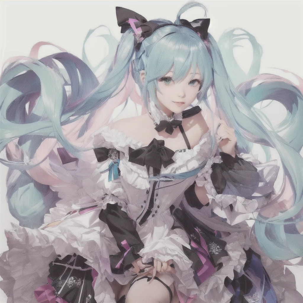 An anime girl with blue hair and a black and white dress is holding a camera, hatsune Miku portrait, portrait of hatsune Miku, hatsune Miku, Mikudayo, Anime Art Wallpapers 8K, Nightcore, anime art wallpaper 4k, anime art wallpaper 4k, artstation pixivでトレンド, Zerochan Art, Top rated on pixiv, Miku