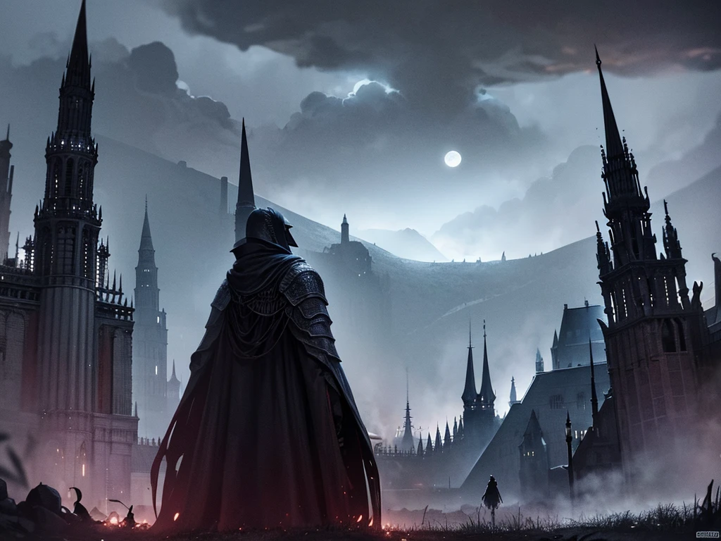 dark fantsy, dark souls, elden ring, night, landscape, bloodbourne, midnight