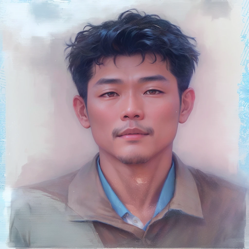 there is a man with a brown shirt and a blue shirt, phong yintion j - jiang geping, dzung phung dinh, thawan duchanee, xiang duan, nivanh chanthara, inspired by Zhang Kechun, bao pham, guangjian huang, (38 years old), asian male, hoang long ly