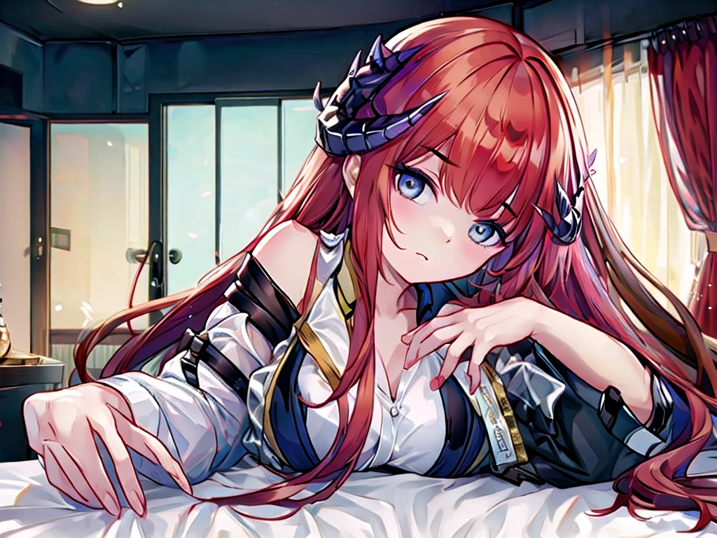 on the bed,masterpiece, best quality,glossy skin, delicate eyes, delicate face, realistic eyes, realistic face,