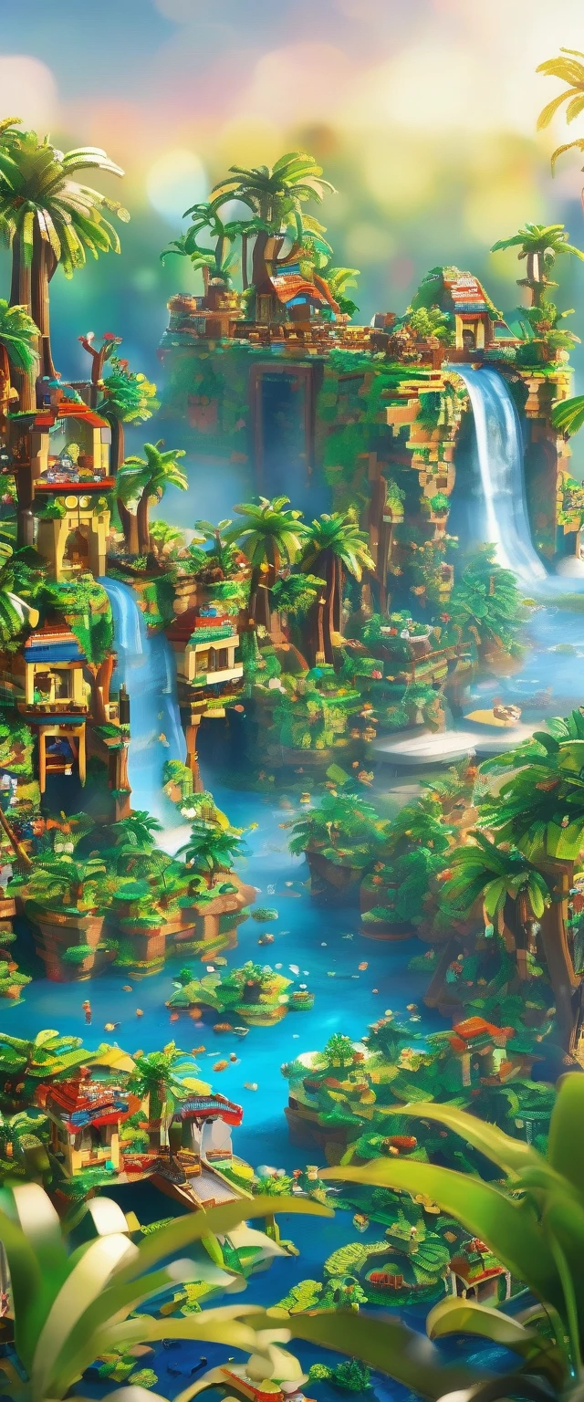 best quality, very good, 16K, ridiculous, Very detailed, Jungle Adventure，Made of Lego, （（Destruction of cities））（（A masterpiece full of fantasy elements）））， （（best quality））， （（Intricate details））（8K）