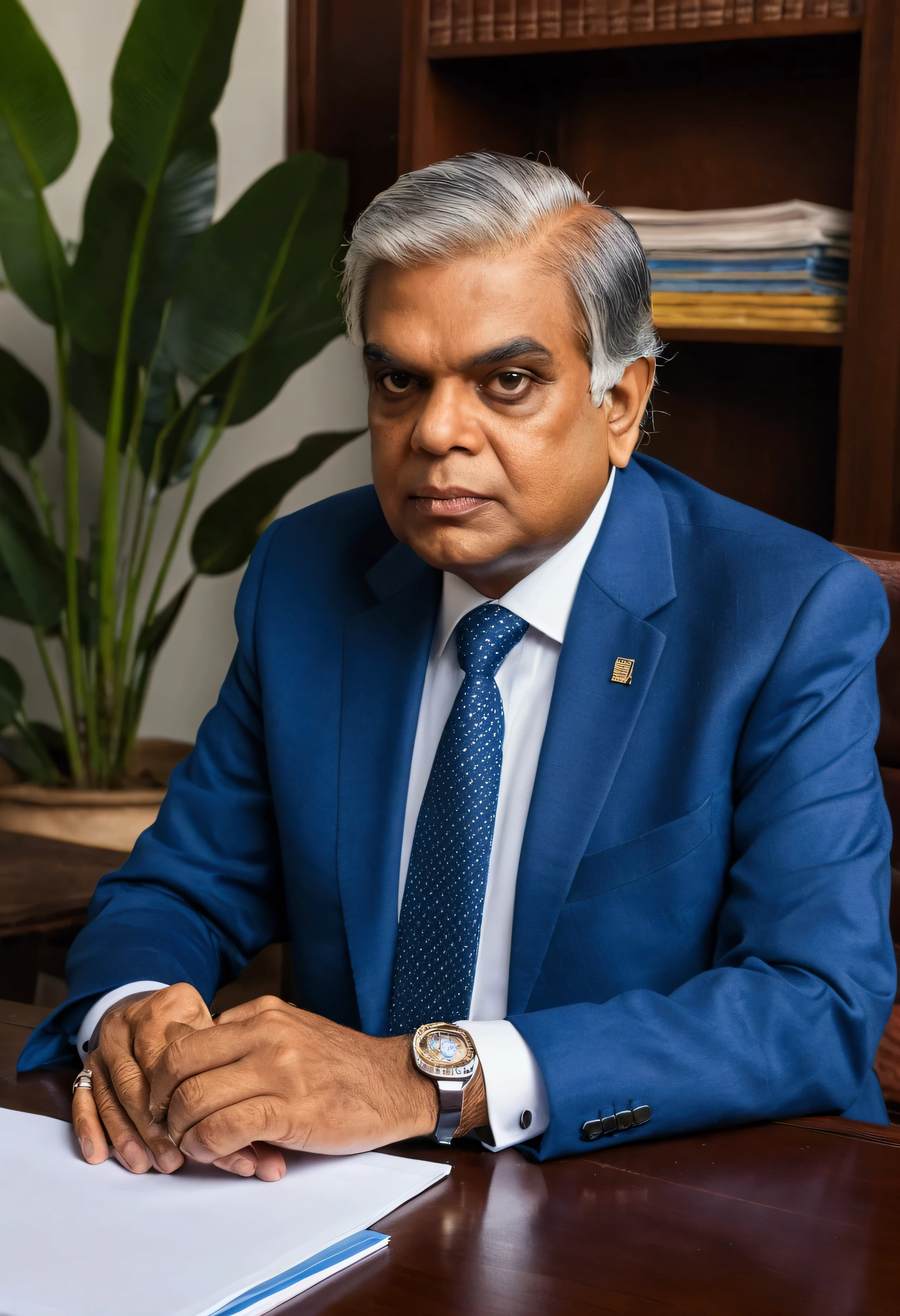 (mr Ranil wickramasinghe, Sri Lanka president) arafed man in a suit and tie sitting at a table with papers, sri lanka, 2025, 2023, 2 0 2 3, indigo, untitled, 2024, 2 0 2 4, innocent look, ceo, 2030, by david rubín, stern look, photo from 2022