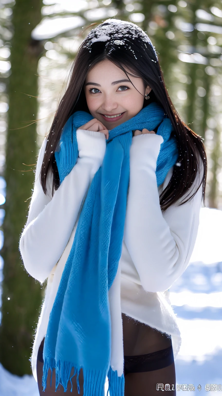 Winters,snow scene,Beautiful teenage girl,lace up pantyhose,random color,long sweater,scarf,depth of field,real light,hands behind head,Ray tracing,Overclocked renderer,UE5 renderer,surreal,best quality,8k,masterpiece,Super fine,detailed,correct anatomy,see through clothing,huge ,huge breasts,Show breasts,Show breasts,exposing her chest,huge breasts,Show breasts,Show breasts,exposing her chest,huge breasts,