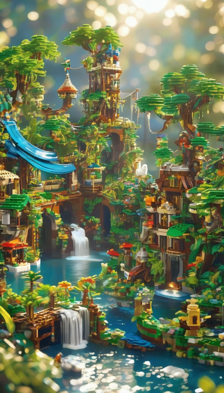 best quality, very good, 16K, ridiculous, Very detailed, Jungle Adventure，Made of Lego, （（Destruction of cities））（（A masterpiece full of fantasy elements）））， （（best quality））， （（Intricate details））（8K）