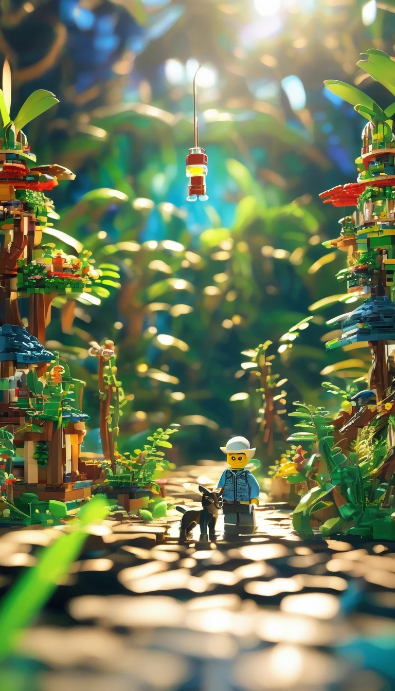 best quality, very good, 16K, ridiculous, Very detailed, Jungle Adventure，Made of Lego, （（Destruction of cities））（（A masterpiece full of fantasy elements）））， （（best quality））， （（Intricate details））（8K）