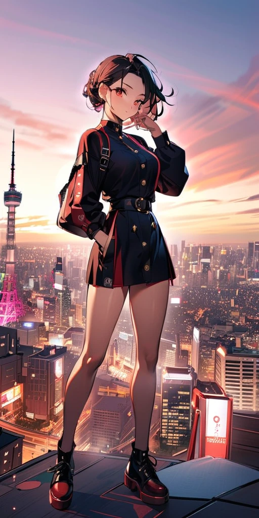 ((Highest quality、masterpiece、Anime Style、Highest quality、High resolution、8k、detailed、ultra-detailed:1.3))、Long legs、Sharp focus:1.2, Beautiful woman with perfect figure:1.4、(smile:1.2), double eyelid、30-year-old woman、Sexy pose、((((Shut your mouth.、One Woman、ワンピース:1.5)))),The background is tokyo