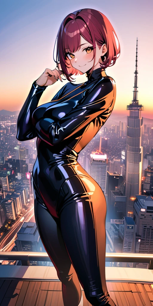 ((Highest quality、masterpiece、Anime Style、Highest quality、High resolution、8k、detailed、ultra-detailed:1.3))、Long legs、Sharp focus:1.2, Beautiful woman with perfect figure:1.4、(smile:1.2), double eyelid、30-year-old woman、Sexy pose、((((Shut your mouth.、One Woman、ワンピース:1.5)))),The background is tokyo