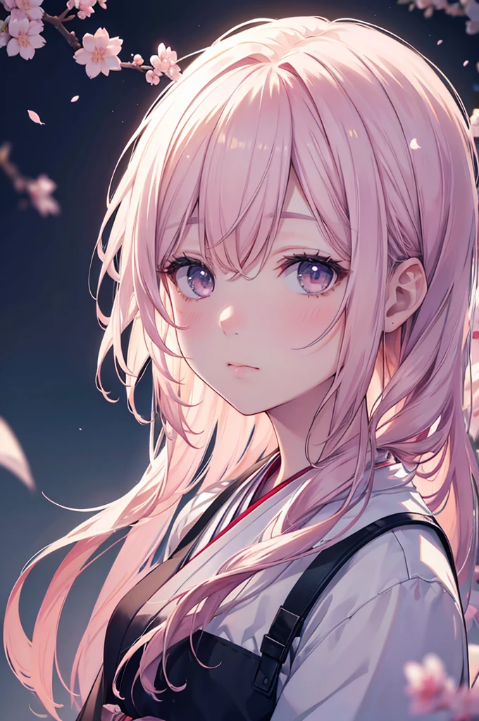 1boy, upper body, expressionless, japanese clothes, long hair, solo, cherry blossoms, looking at viewer, (best quality,4k,8k,highres,masterpiece:1.2),ultra-detailed,(realistic,photorealistic,photo-realistic:1.37),digital painting, vibrant colors, soft lighting, highly detailed facial features, hyper-realistic, striking pose, cinematic lighting, beautiful background, atmospheric, serene