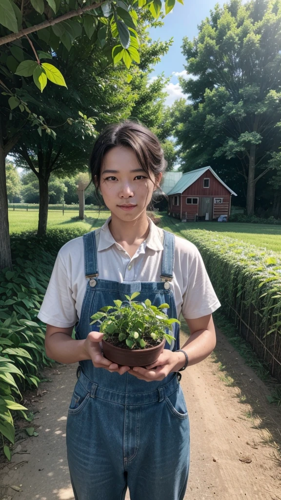 In the foreground, there stands a person, perhaps in overalls or work clothes, embodying a farmer's practicality and hardworking demeanor. They are surrounded not by traditional plants but by money trees or bushes, where instead of leaves, there are dollar bills or coins growing abundantly. These money plants are flourishing under the care of the farmer, symbolizing prosperity and wealth.
The scene could be bathed in warm sunlight, emphasizing a sense of growth and success. In the background, there might be a barn or farmhouse, suggesting that this is a familiar and well-tended farm environment, albeit with a unique twist towards financial abundance.
The farmer themselves could be depicted with a satisfied expression, perhaps holding a handful of coins or examining a particularly valuable bill, showcasing their skill and dedication in nurturing this unconventional crop.
Overall, this image would encapsulate the concept of a money farmer perfectly, blending elements of traditional farming with the unique and imaginative idea of harvesting wealth directly from the earth.
